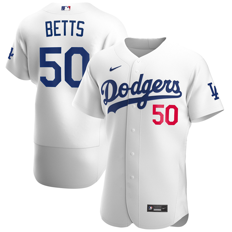 2020 MLB Men Los Angeles Dodgers Mookie Betts Nike White 2020 Home Official Authentic Player Jersey 1